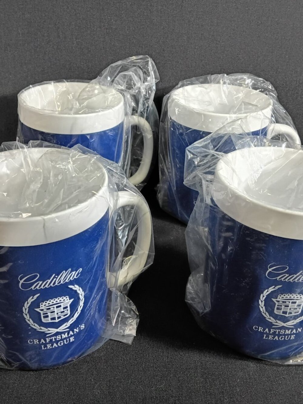 Vintage Cadillac Craftsman's League Award 4 Insulated Mugs Thermo-Serv w/ Box